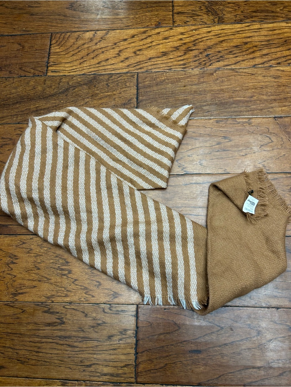 Charlotte Russe Camel Fringe Knit Scarf